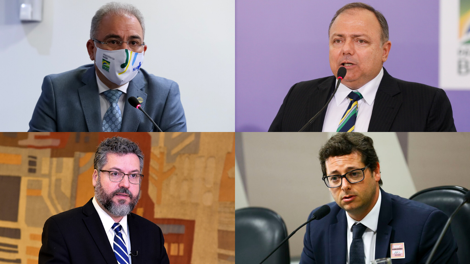 Marcelo Queiroga, Eduardo Pazuello, Ernesto Araújo e Fabio Wajngarten Marcelo Queiroga, Eduardo Pazuello, Ernesto Araújo e Fabio Wajngarten