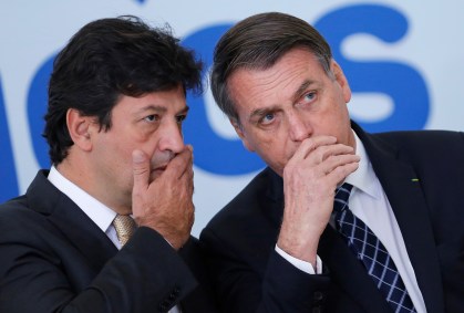 O presidente Jair Bolsonaro, e o ministro da Saúde Luiz Henrique Mandetta