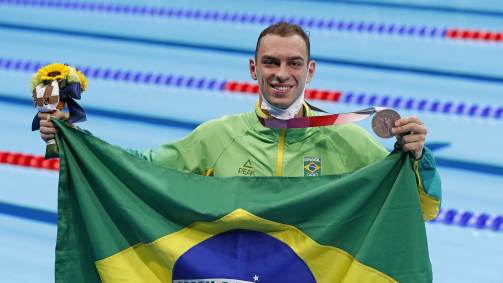 Fernando Scheffer ganhou um bronze para a natação brasileira, na prova dos 200 m livre das Olimpíadas 2020