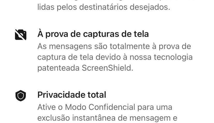 Tela inicial que aparece no aplicativo Confide, que promete mensagens confidenciais. / Reprodução
