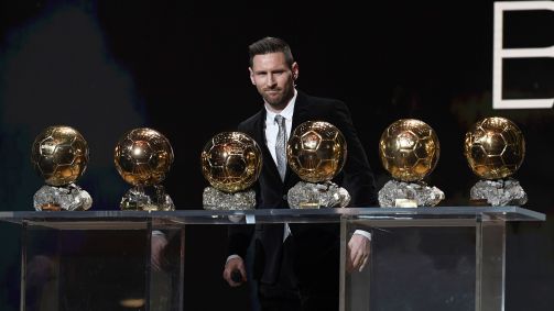 Lionel Messi em cerimônia da Bola de Ouro