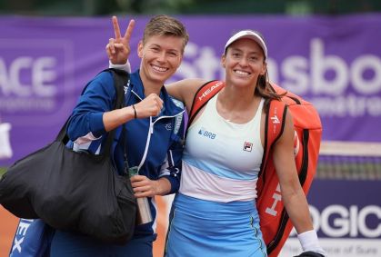 Demi Schuurs e Luisa Stefani em preparação para o Roland Garros