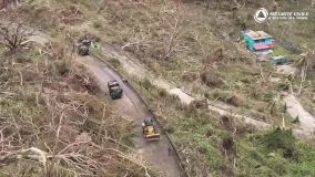 Imagens de drone mostram esforços de limpeza em Mayotte.
