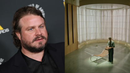 Montagem com Brady Corbet e imagem de O Brutalista