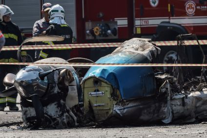 Destroços do avião que caiu na Barra Funda, zona oeste de São Paulo