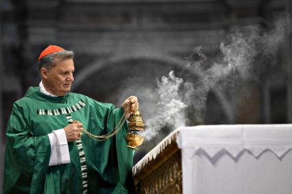 O cardeal maltês Mario Grech celebra a Santa Missa na conclusão da 16ª Assembleia Geral Ordinária do Sínodo dos Bispos na Basílica de São Pedro em 29 de outubro de 2023 na Cidade do Vaticano, Vaticano.