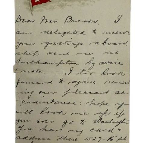 Cartão postal trazia primeiras impressões de Archibald Gracie em relação ao navio • Reprodução/Henry Aldridge & Son Ltd